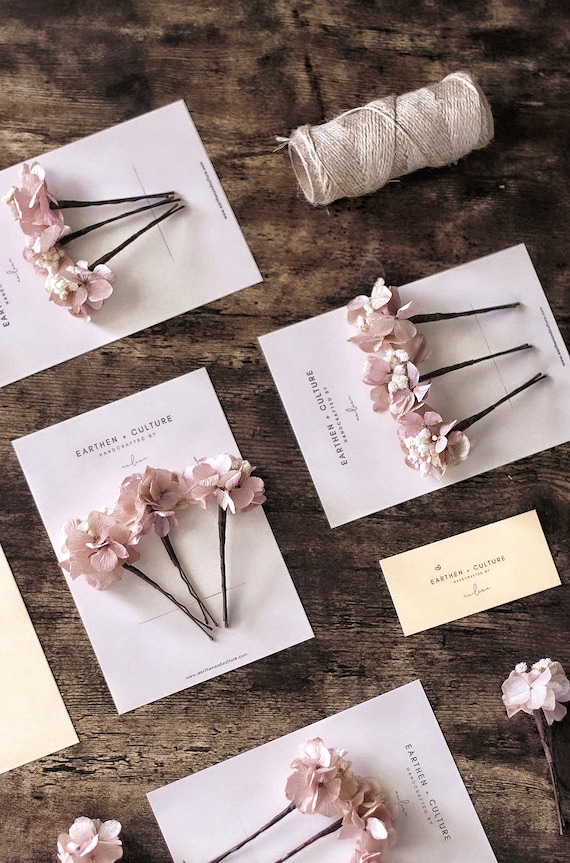 Hydrangea Gyps Hair Clips l Dried Flower Boho Hair Pins For Wedding l Hen Party l Bridesmaid | Hair Accessories | Set of hair pins