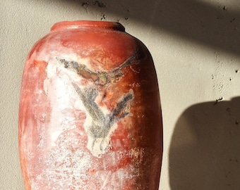 Ceramic Pit Fired vase / Decorative vase / Primitive firings / Housewarming gift / New home gift