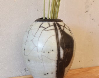 Ceramic Naked Raku Vase, Made in Israel, Raku, Alternative Firing, Home decor, Housewarming gift