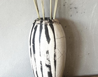 Handmade Raku Pottery Vase - Unique Artisan Pottery for Home Decor