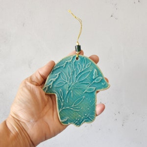 Turquoise Hamsa, Ceramic Hamsa, Wall Decor, Talisman, Home decor, Housewarming gift image 1