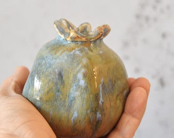 Handgemaakte Israëlische keramische granaatappel: judaica Bauhaus-deco, housewarmingcadeau Rosh Hashana