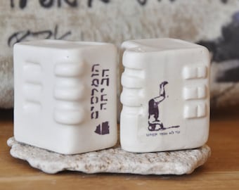 Ceramic Salt & Pepper shakers, Bauhaus TLV ceramic miniature hous, Tel-Aviv souvenir, Made in Israel, Made in Tel-Aviv, Housewarming gift