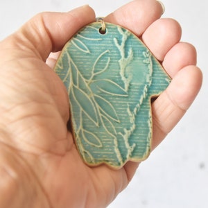 Small Turquoise Hamsa, Ceramic Hamsa, Wall Decor, Talisman, Home decor, Housewarming gift