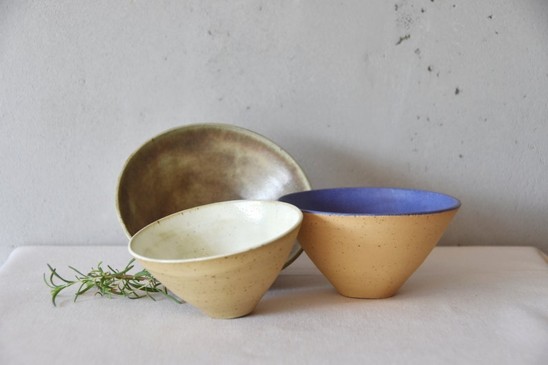 Ceramic Bowls Set, Handmade Ceramic Bowls, Housewarming Gift, Wedding Gift, Functional Ware, Pastel Colored Small Bowls image 4