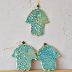 Turquoise Hamsa, Ceramic Hamsa, Wall Decor, Talisman, Home decor, Housewarming gift image 4