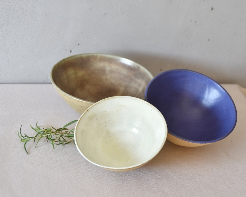 Ceramic Bowls Set, Handmade Ceramic Bowls, Housewarming Gift, Wedding Gift, Functional Ware, Pastel Colored Small Bowls image 1