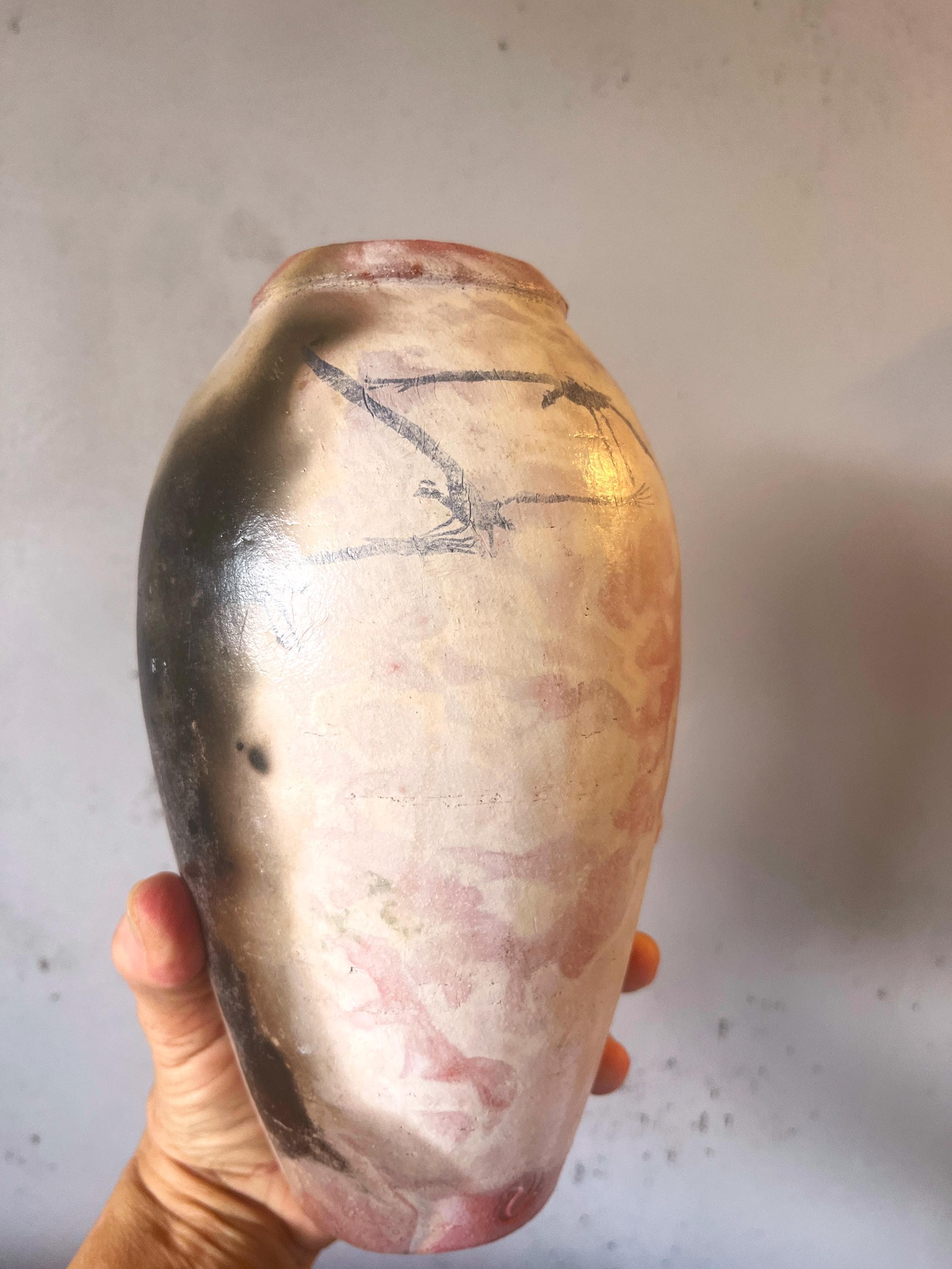 Ceramic Pit-Fired Vase | One-of-a-Kind Primitive Firing | Handmade Decorative Vessel | Organic Surface | Housewarming Gift from Israel