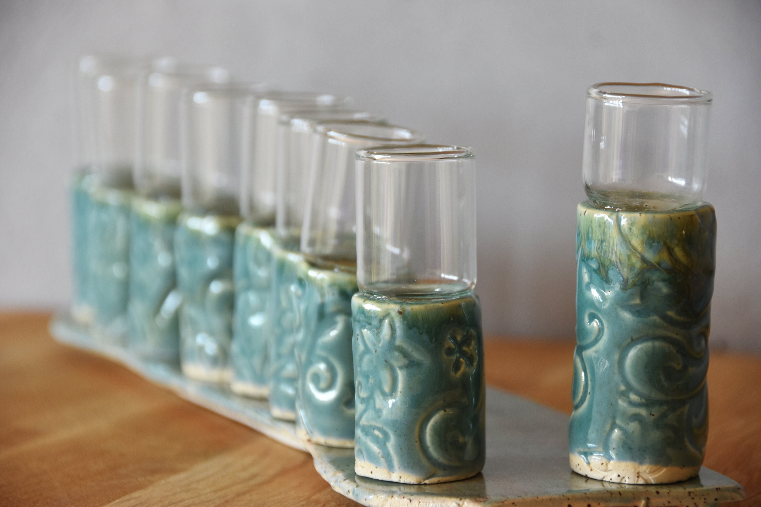 Handmade Ceramic Hanukkah Menorah: Jewish Oil Lamps from Israel