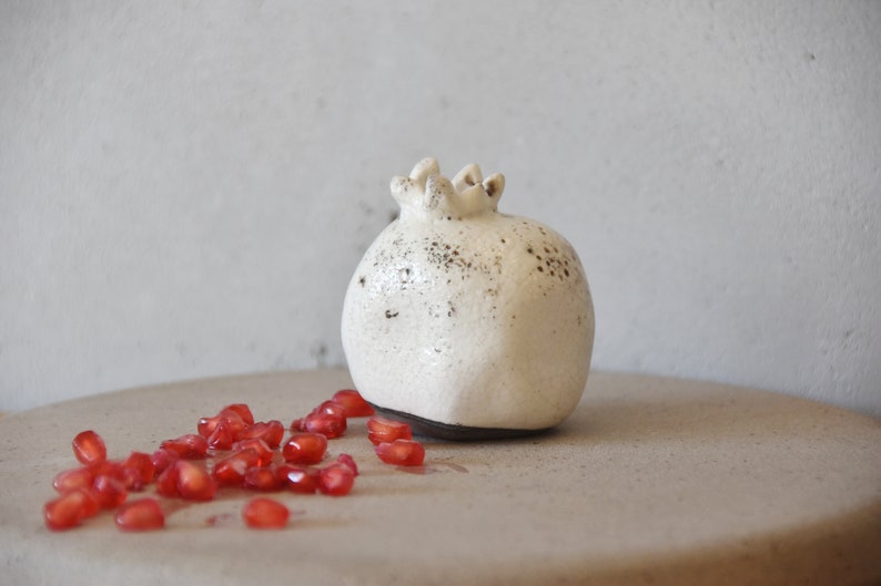 Ceramic pomegranate, Made in Israel, Raku, Alternative Firing, Judaica, souvenir, Rosh Hashana gift, Home decor, Housewarming gift image 3