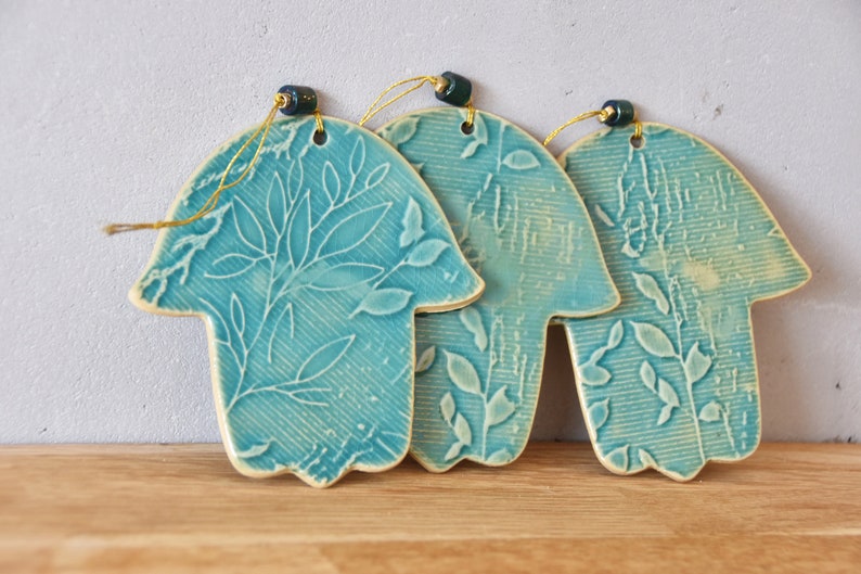 Turquoise Hamsa, Ceramic Hamsa, Wall Decor, Talisman, Home decor, Housewarming gift zdjęcie 5