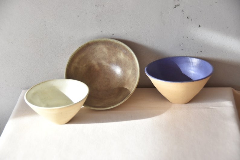 Ceramic Bowls Set, Handmade Ceramic Bowls, Housewarming Gift, Wedding Gift, Functional Ware, Pastel Colored Small Bowls image 7