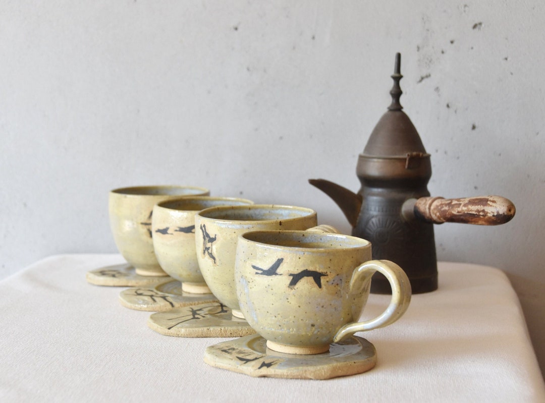 Striped Ceramic Cappuccino Art Cup