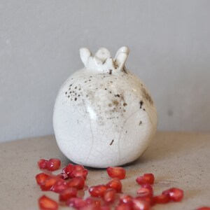 Ceramic pomegranate, Made in Israel, Raku, Alternative Firing, Judaica, souvenir, Rosh Hashana gift, Home decor, Housewarming gift image 2