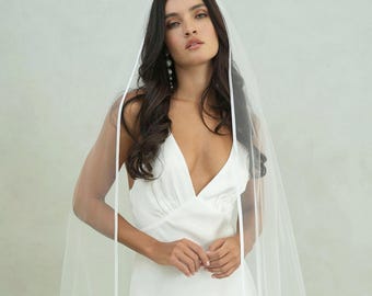 SIERRA I | One tier Satin Edge Wedding Veil in Chapel and Cathedral Length