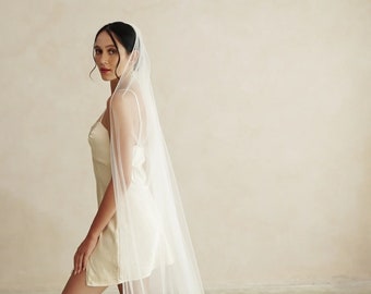 SINCLAIR I | One Tier Veil with Cord Edging in Chapel and Cathedral Length