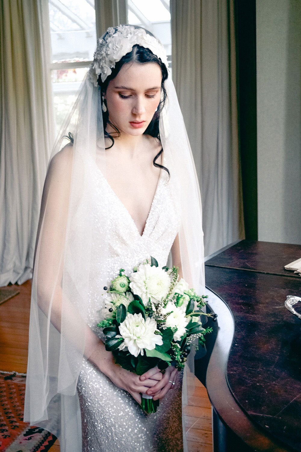 Long Short IVORY Juliet Cap Wedding Bridal Veils Brides Vintage Appliques  Edges