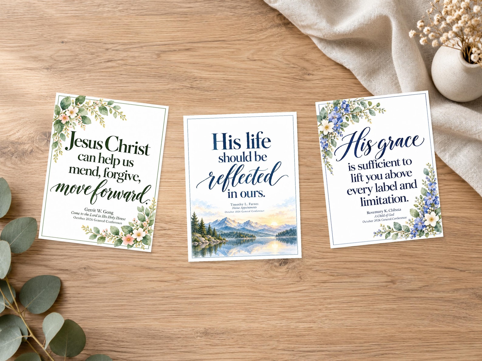 October 2026 General Conference Quote Cards Set 2, 12 Watercolor ...