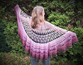 Half-round shawl "Floral Half Moon" - crochet pattern (English/German)