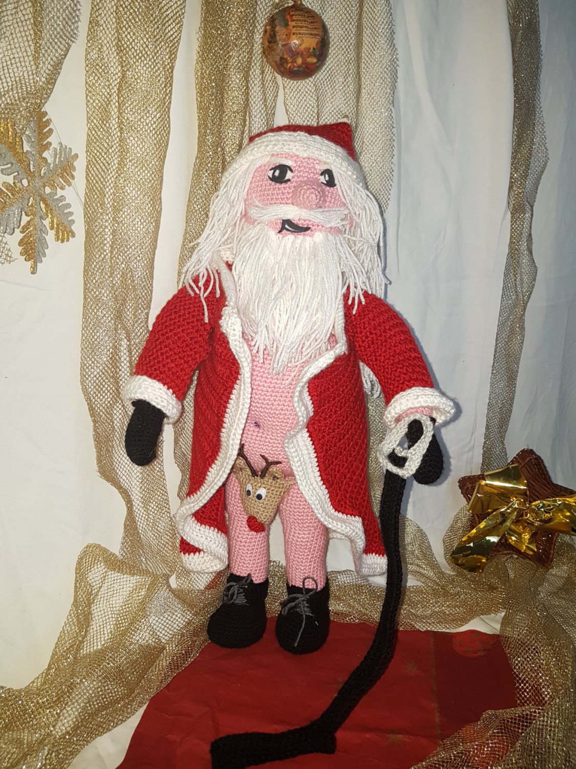 Frecher Weihnachtsmann Ornament – 5 Cm, Nackter Weihnachtsmann, Als Baum-Anhänger Oder Party-Deko