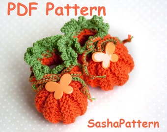 Pumpkin Baby Booties Knitting Pattern: Halloween Crochet Trim (PDF Pattern)