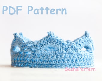 Patrón Corona de Ganchillo - Tiara de crochet para bebé - Ganchillo nivel fácil