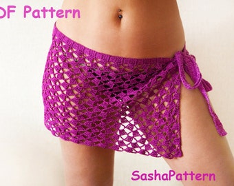 Crochet beach pareo - Sarong - Beach Skirt - Cover up -  Plus Free Bonus Pattern inside