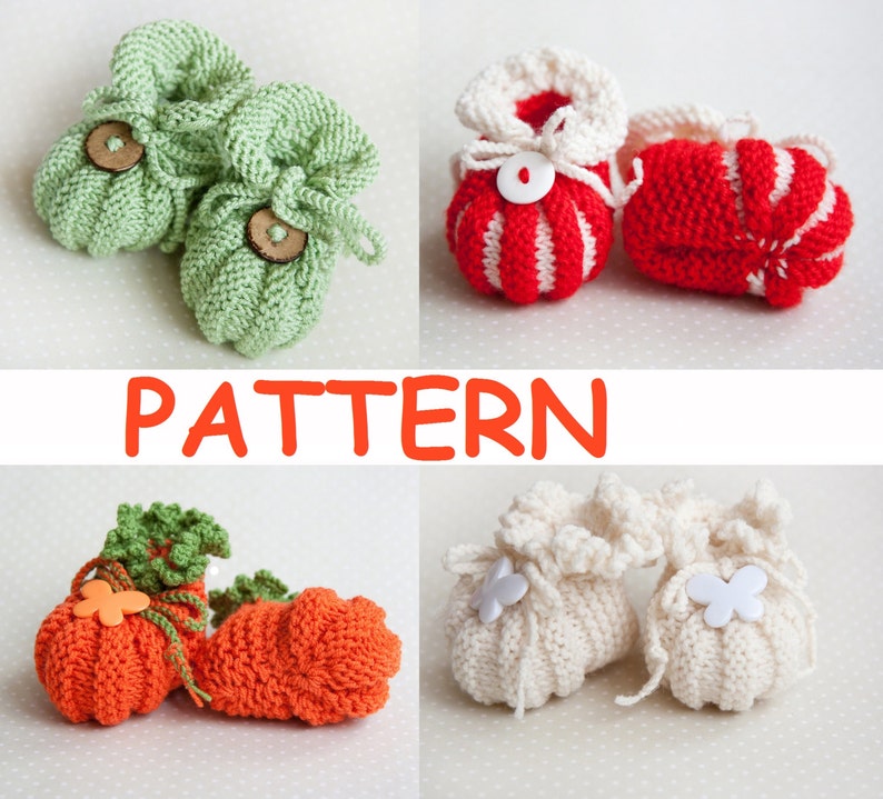 Pumpkin Baby Booties Knitting Pattern With Crochet Trim Baby Etsy