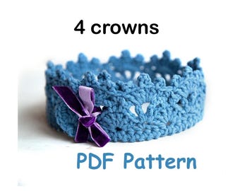 4 crochet Baby Crowns Pattern Set2 PROMO price