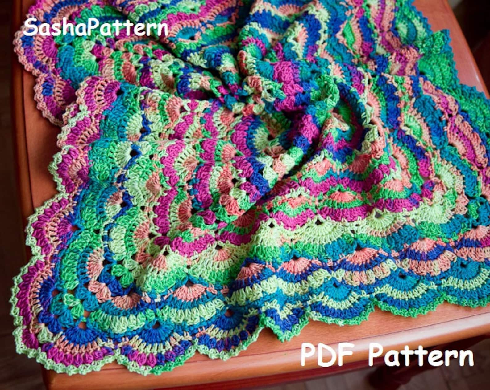 Lace shell stitch baby afghan pattern Crochet square afghan Etsy