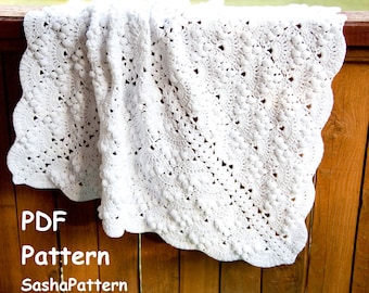 Puff stitch lace crochet blanket pattern