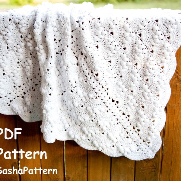 Puff stitch lace crochet blanket pattern