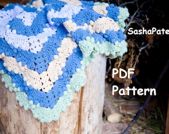 Puff shell lace crochet blanket pattern
