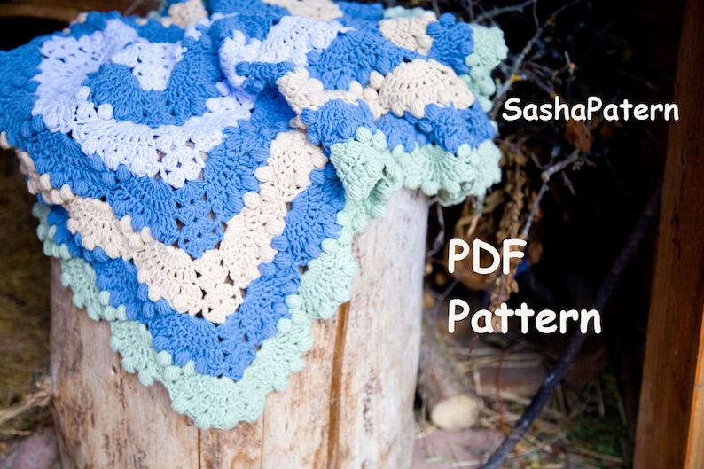 Puff Shell Lace Crochet Blanket Pattern Etsy Australia