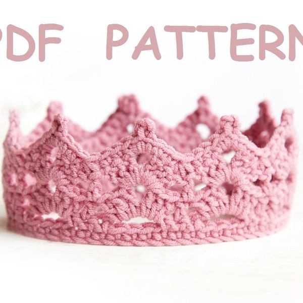 Patron couronne de princesse au crochet - diadème - Niveau facile au crochet - Prix PROMO