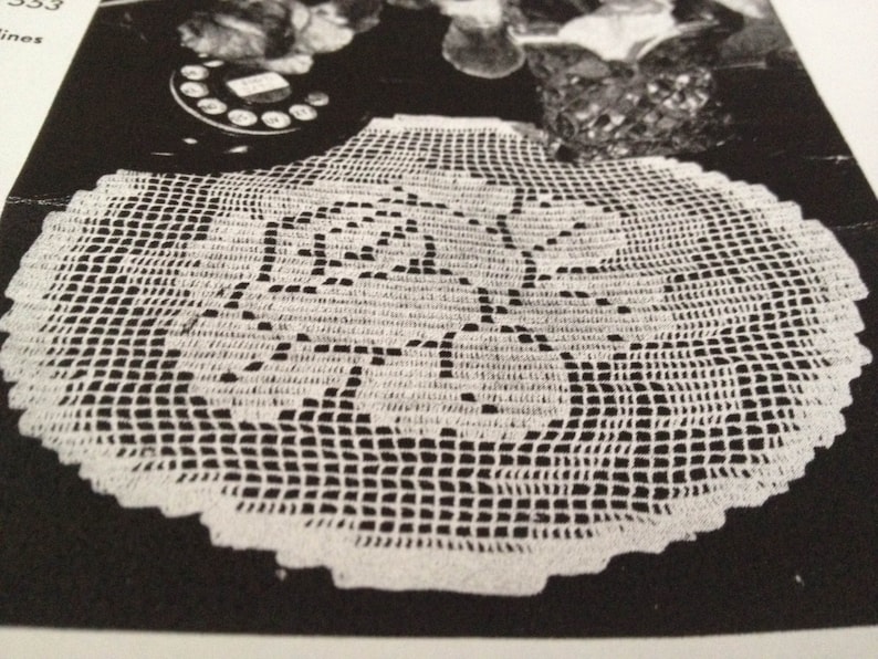 Rose o'Summer Doily Vintage Filet Crochet Pattern PDF image 3