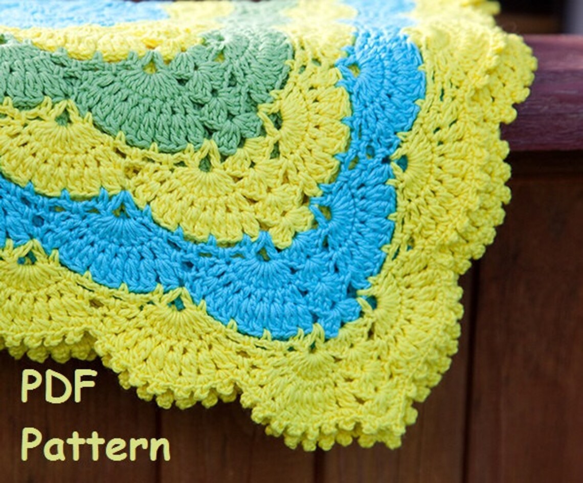 Crochet Lace Shell Stitch Baby Afghan Pattern Square Afghan Etsy