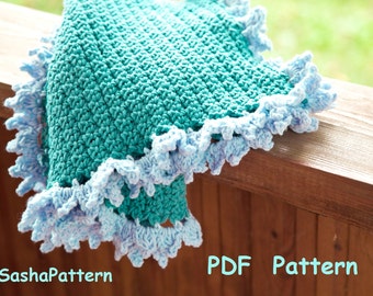 Crochet Ruffle Border Baby Blanket Pattern (PDF)