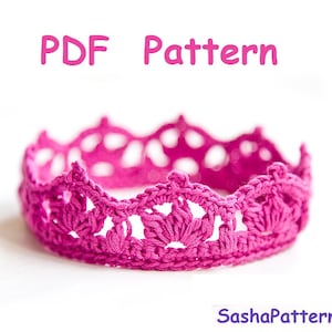Crochet princess crown pattern -  baby crochet flower stitch crown