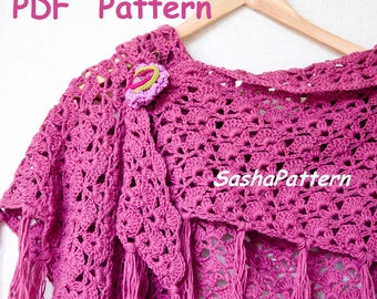 Shell lace crochet shawl pattern