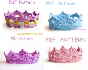 4 crochet Baby Crowns Patterns Set1 PROMO price