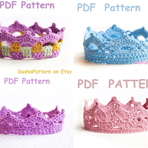 Ensemble de 4 modèles de couronnes de bébé au crochet1 prix PROMO