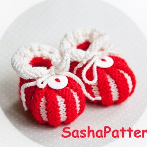 Baby Booties Knitting Pattern - Baby Shoes Pattern -  Candy cane booties - Christmas  - Promo price