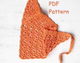 Beach bandana – sport head kerchief - baptism headband - hair accessory - easy crochet pattern