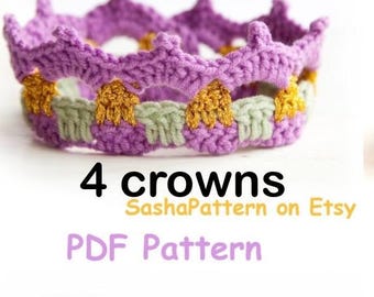 4 crochet Baby Crowns Patterns Set1 PROMO price
