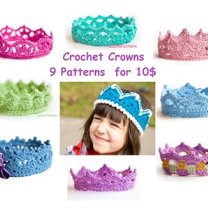 9 Crochet crowns pattern - Black Friday deal - promo price