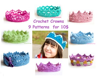 9 Crochet crowns pattern - Black Friday deal - promo price