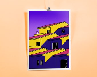 Look Out - Giclee Print, Art Print, Architectural Print, Geometric Illustration