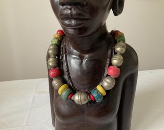 collier perles verre hieshi vinyles africaine recyclées plaqué or