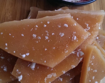 Fleur de Sel Toffee 8oz - a sweet and salty,sophisticated candy: pure butter toffee with elegant fleur de sel, French grey sea salt